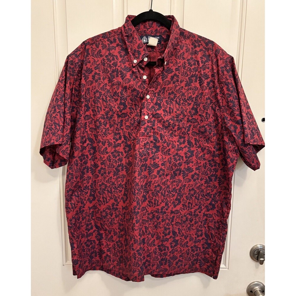 Hawaiian Heritage Shirt Mens Large Allan James Floral Button Up Made in Hawaii